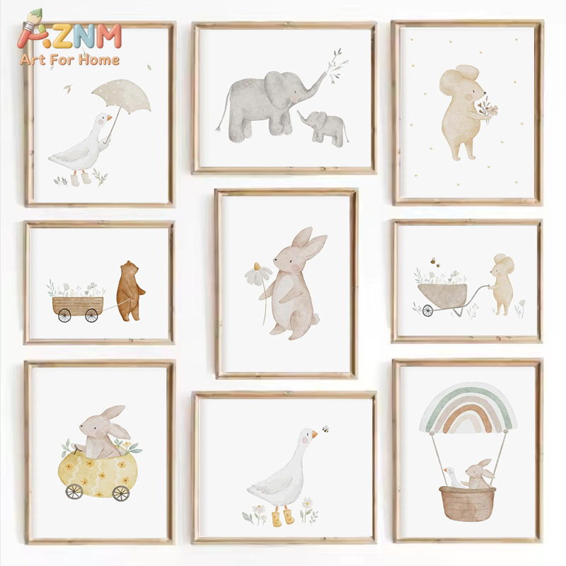 AZNM Watercolor Neutral Baby A - Baby Nursery Gender Neutral บทวิจารณ์และราคา