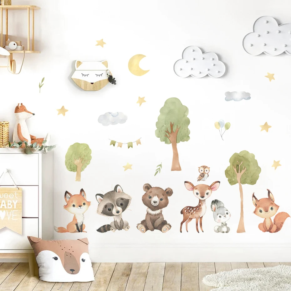 Forest Animals Theme Bear Deer - Baby Nursery Forest Theme บทวิจารณ์และราคา