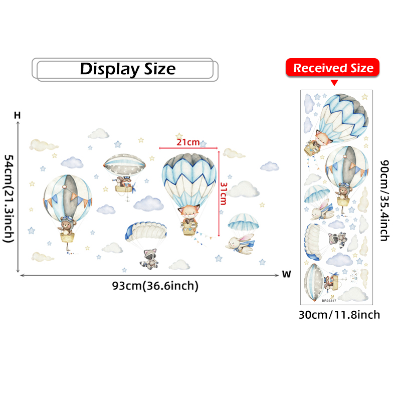 Cartoon Cute Animals Hot Air B - Baby Nursery Artwork บทวิจารณ์และราคา
