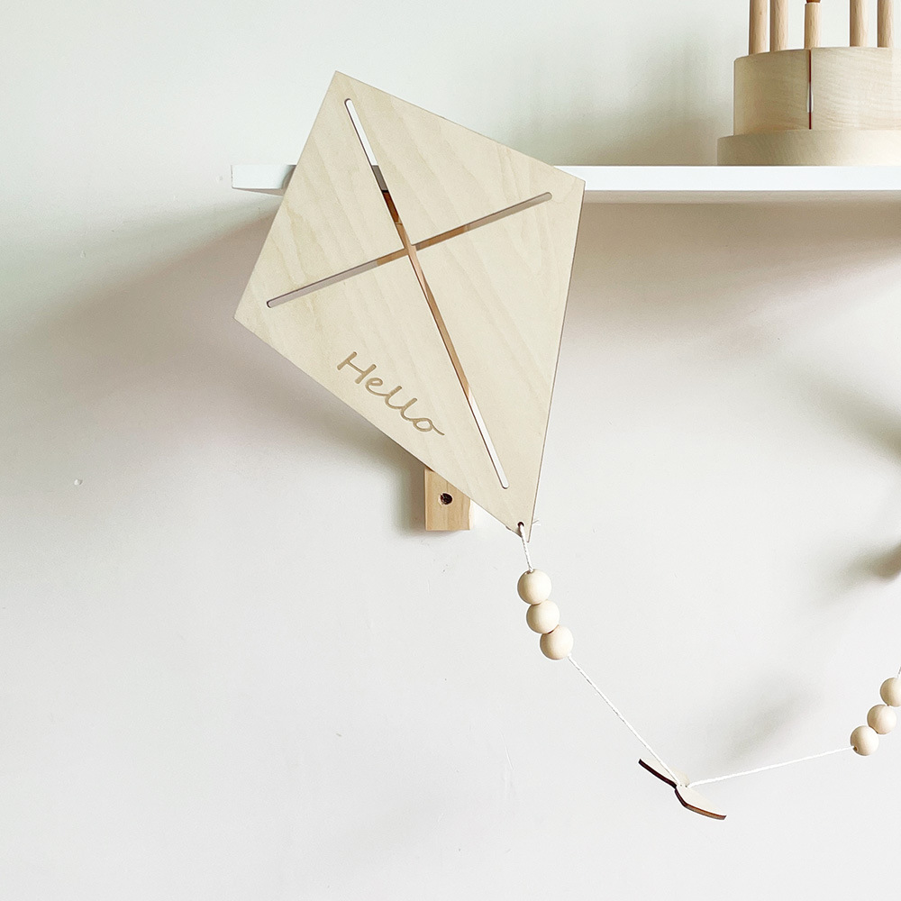 INS Nordic Wooden Kite Wall Or - Baby Nursery Hanging Decor บทวิจารณ์และราคา