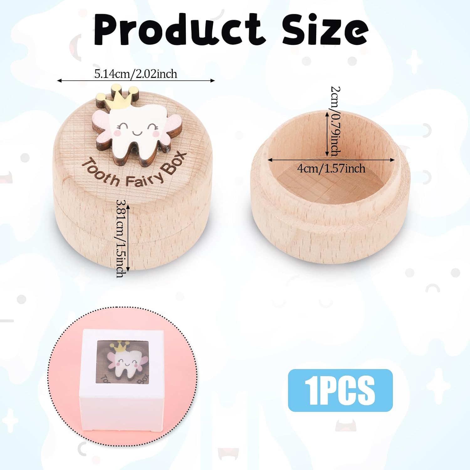Cute Carved Wooden Tooth Box f - Baby Keepsake Box บทวิจารณ์และราคา