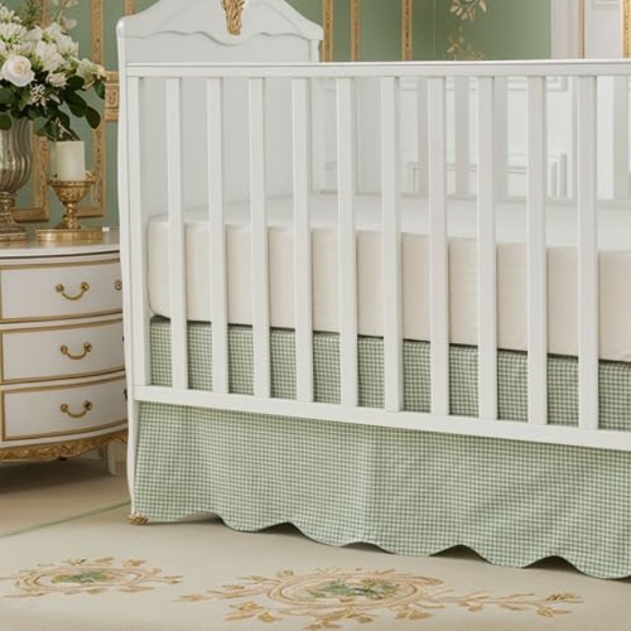 Scallop Edge Cotton Crib Skirt - Baby Nursery Gender Neutral บทวิจารณ์และราคา