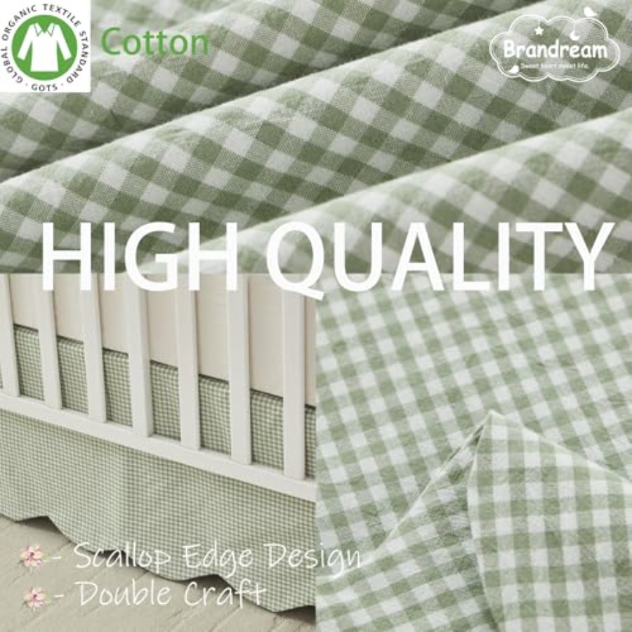 Scallop Edge Cotton Crib Skirt - Baby Nursery Gender Neutral บทวิจารณ์และราคา