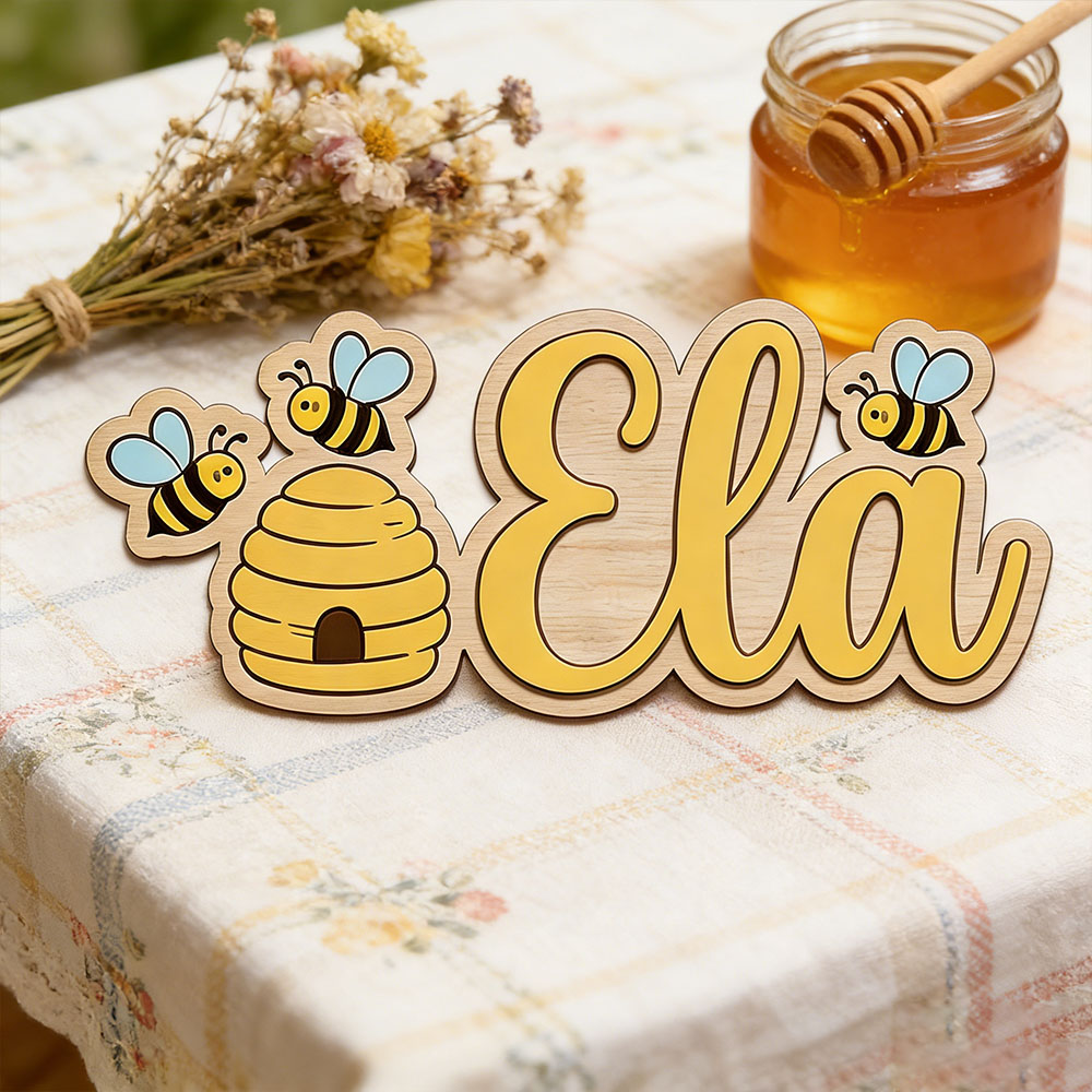 Personalized Cute Bee Hive Nam - Baby Nursery Hanging Decor บทวิจารณ์และราคา