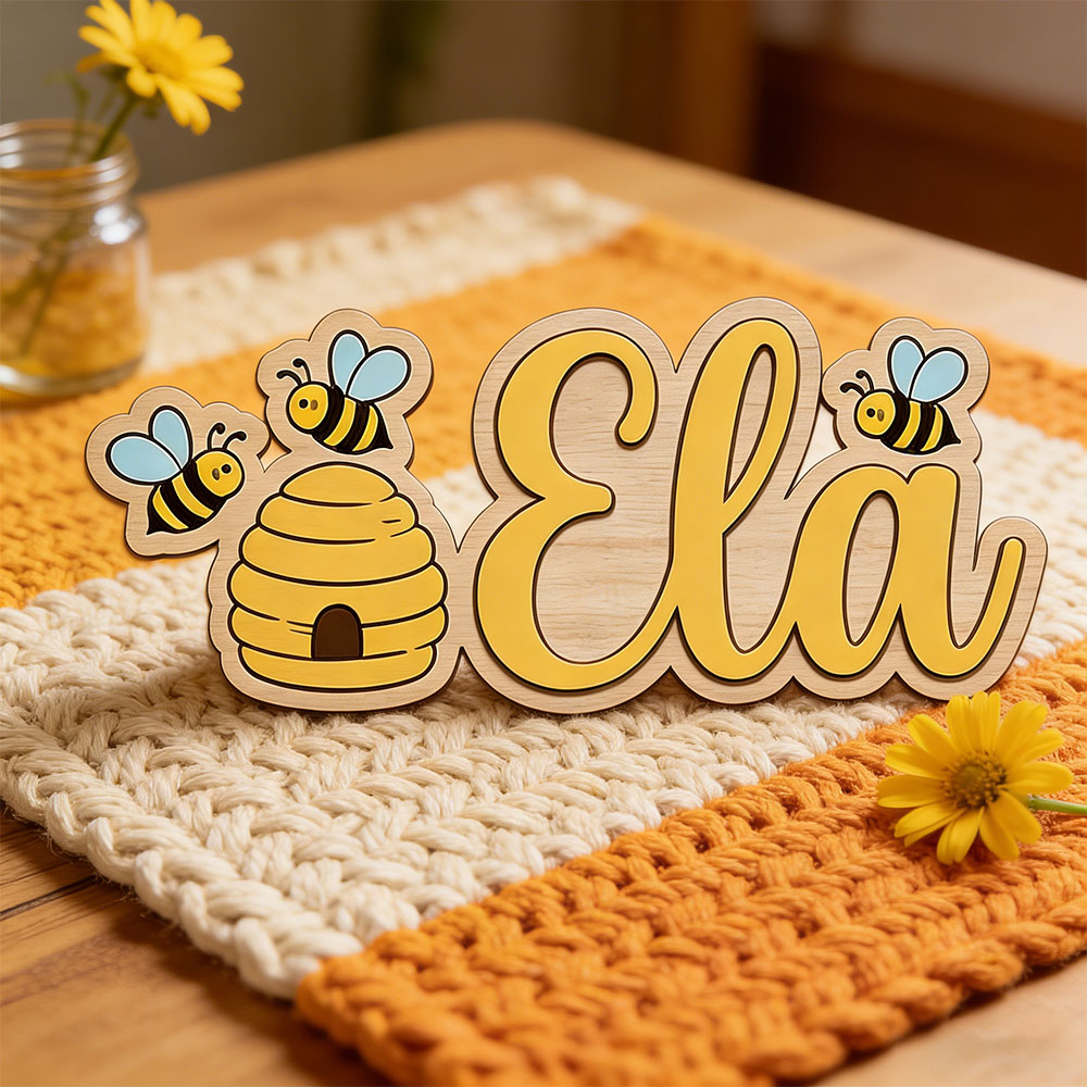 Personalized Cute Bee Hive Nam - Baby Nursery Hanging Decor บทวิจารณ์และราคา