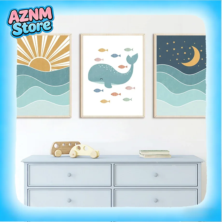 Fish Whale Seagull Sunrise Sun - Baby Nursery Quotes Wall Art บทวิจารณ์และราคา