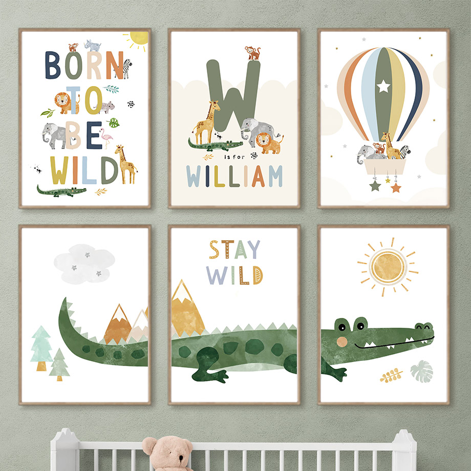 Crocodile Balloon Lion Elephan - Baby Nursery Artwork บทวิจารณ์และราคา