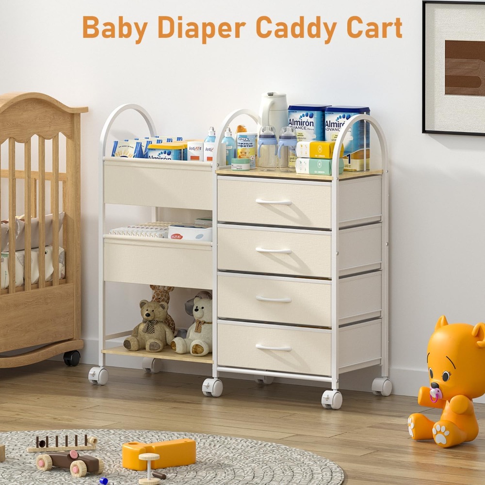 Baby Organizer and Storage Car - Baby Nursery Utility Cart บทวิจารณ์และราคา