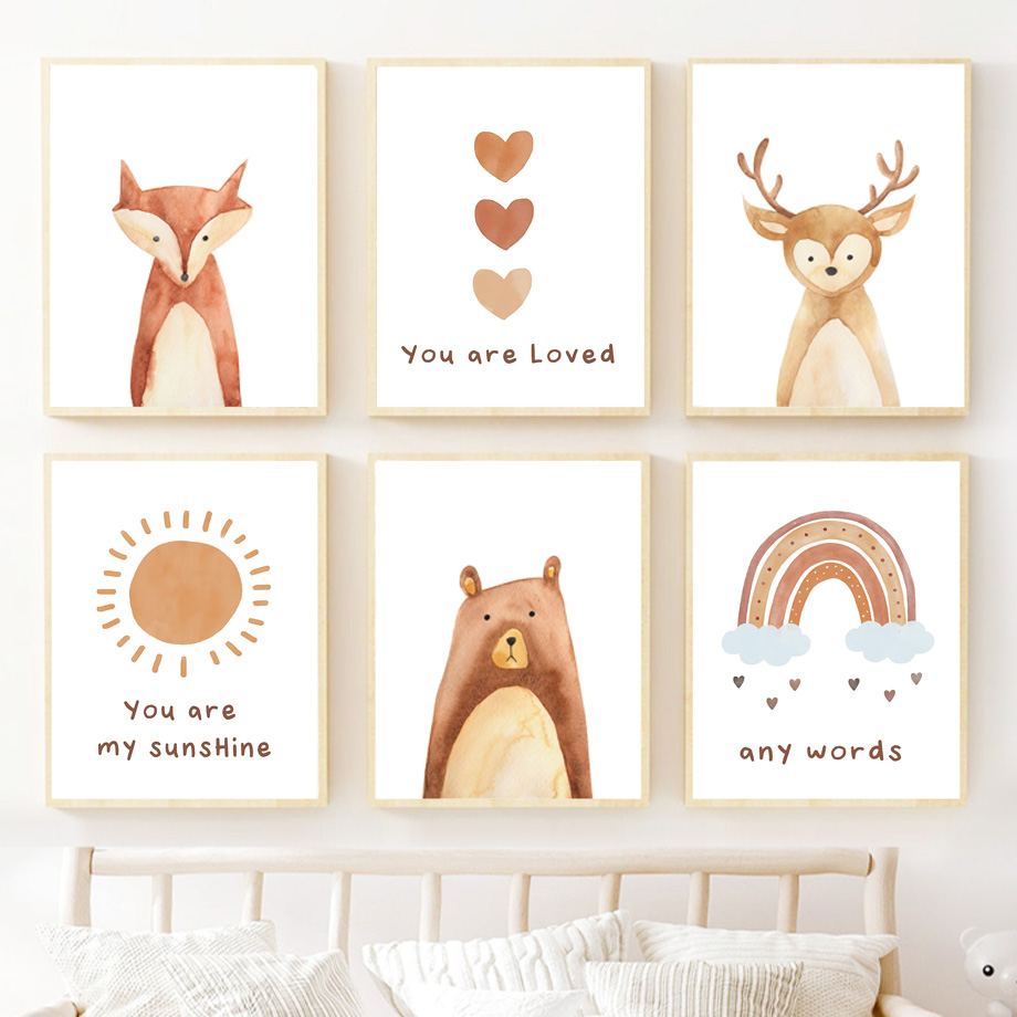 Boho Woodland Nursery Wall Art - Baby Nursery Gender Neutral บทวิจารณ์และราคา
