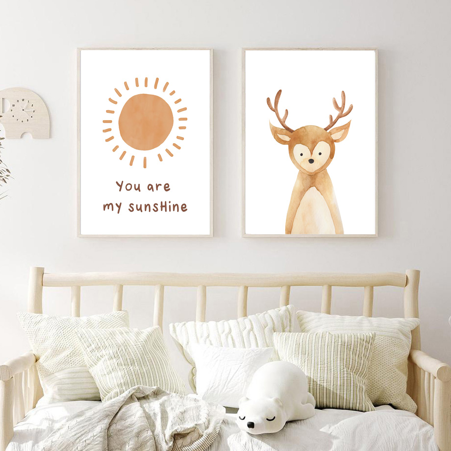 Boho Woodland Nursery Wall Art - Baby Nursery Gender Neutral บทวิจารณ์และราคา