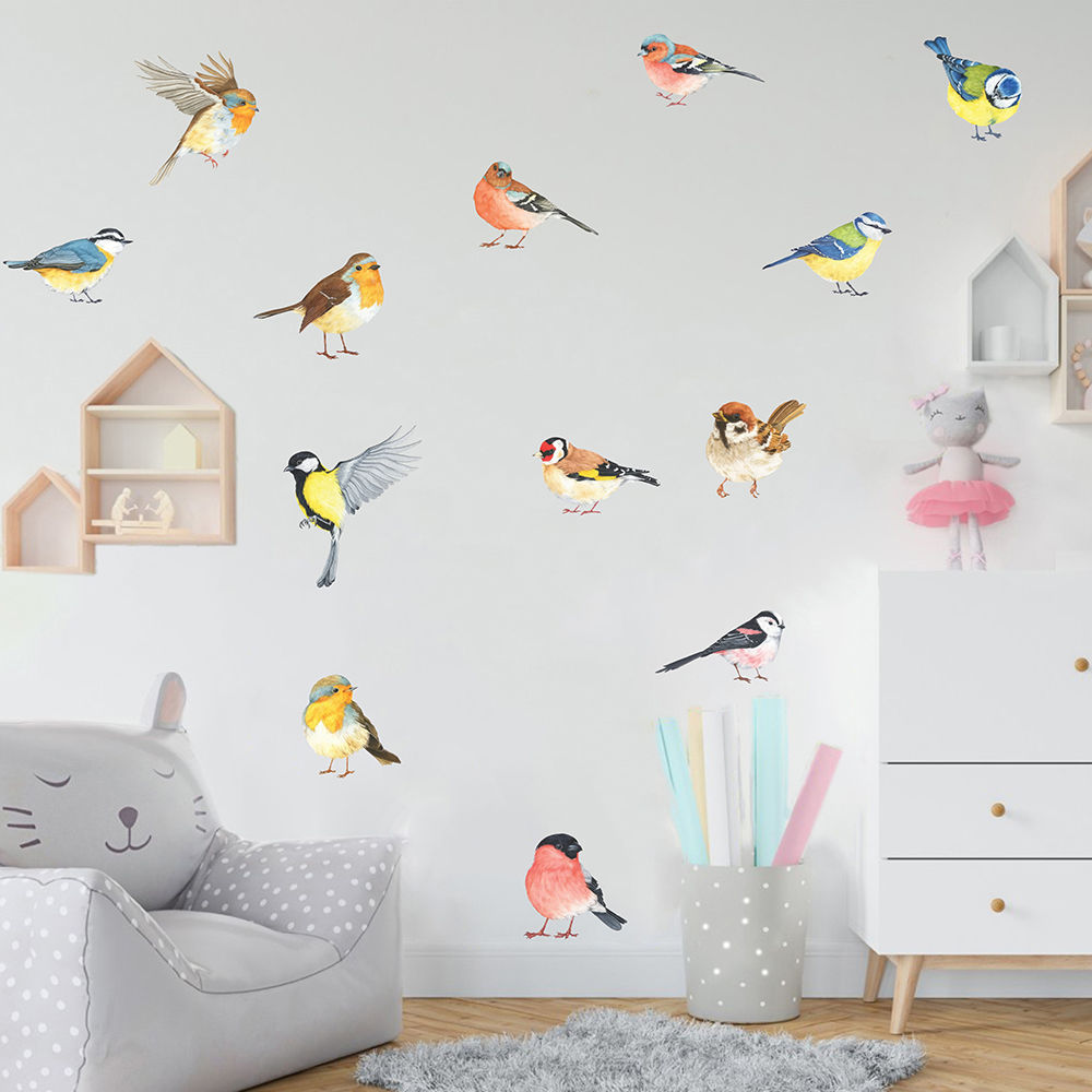 13pcs Little Birds Wall Sticke - Baby Nursery Stickers บทวิจารณ์และราคา
