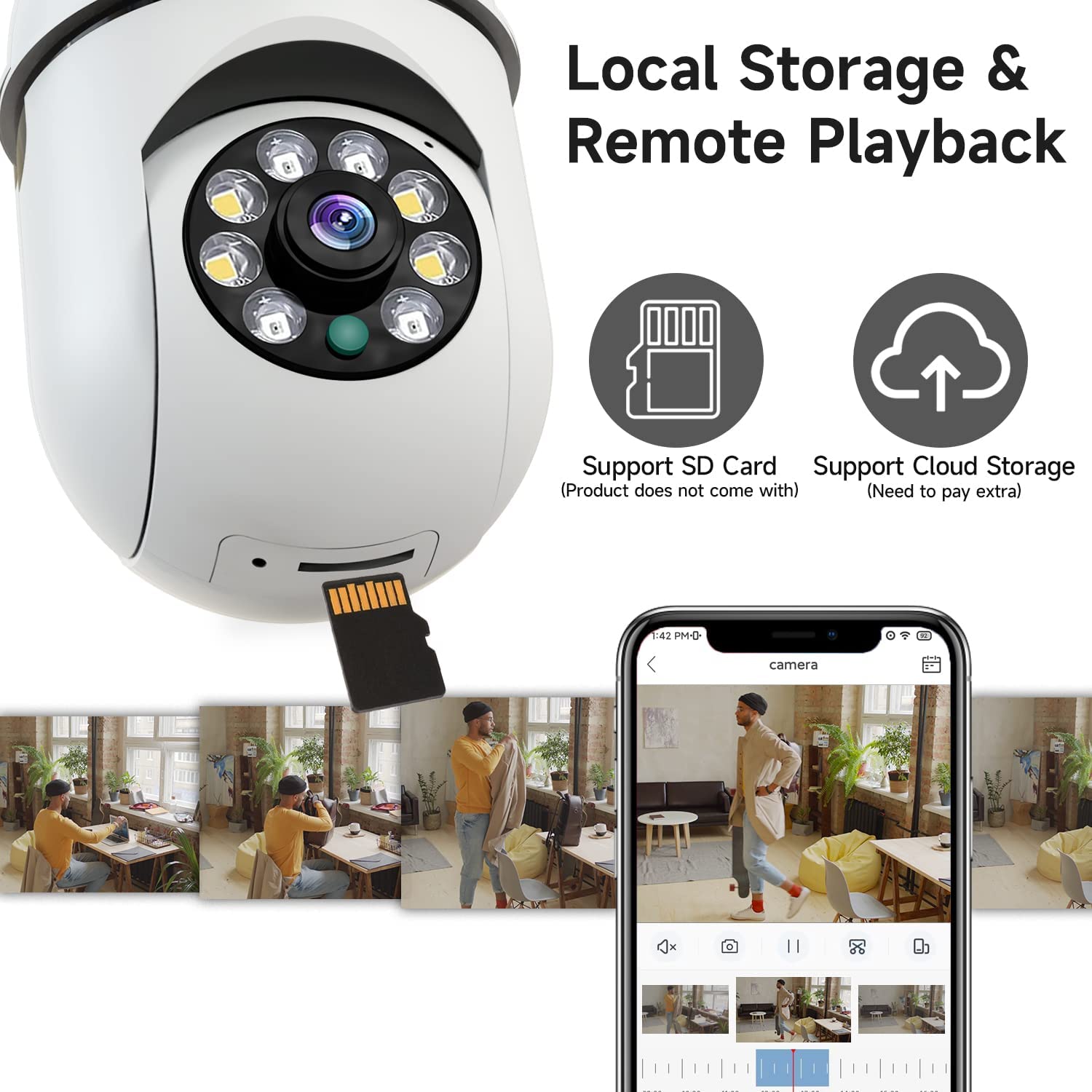8MP E27 Bulb Surveillance Came - Baby Monitor Split Screen บทวิจารณ์และราคา