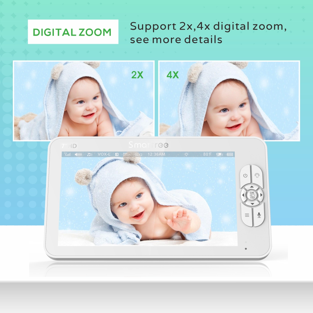 7.0 Inch HD Video Baby Monitor - Baby Monitor Split Screen บทวิจารณ์และราคา