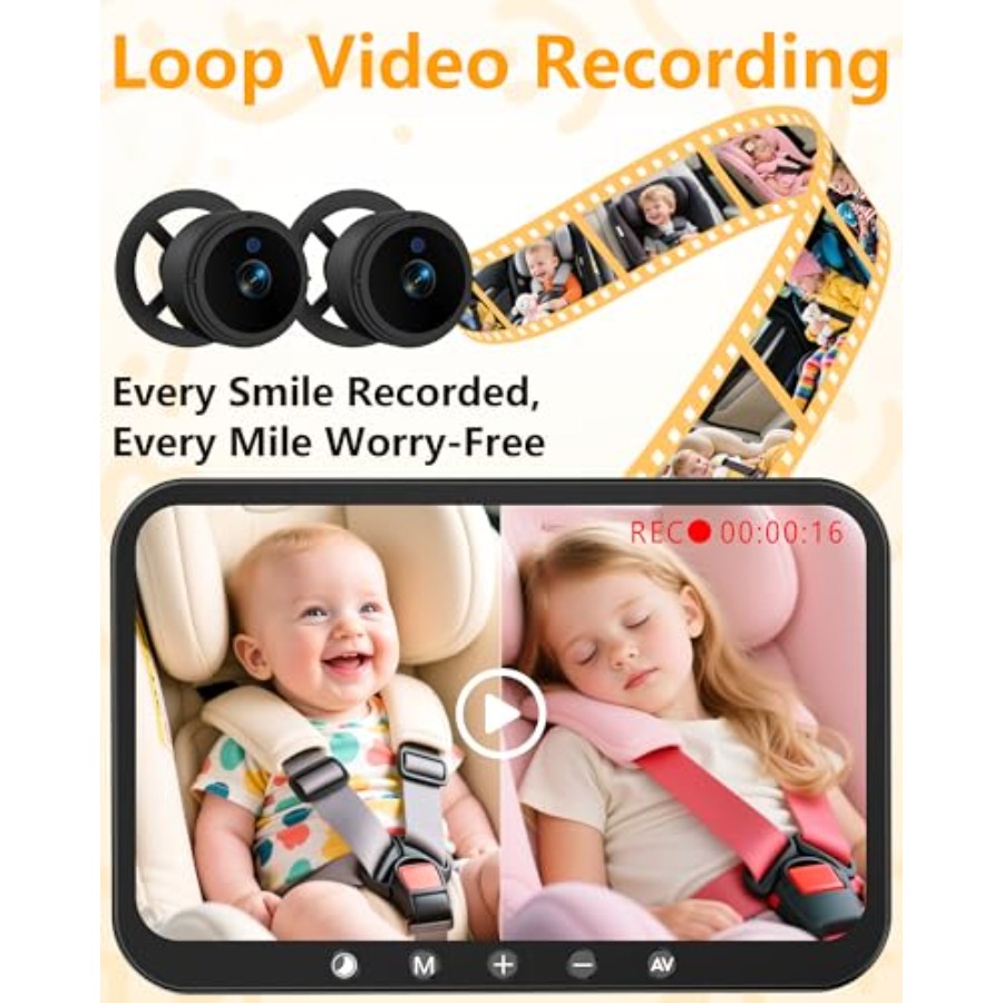 Dual Baby Car Camera for 2 : 7 - Baby Monitor Split Screen บทวิจารณ์และราคา