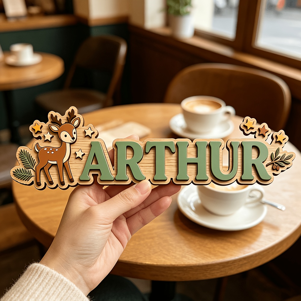 Custom Deer & Star Wooden Name - Baby Nursery Hanging Decor บทวิจารณ์และราคา