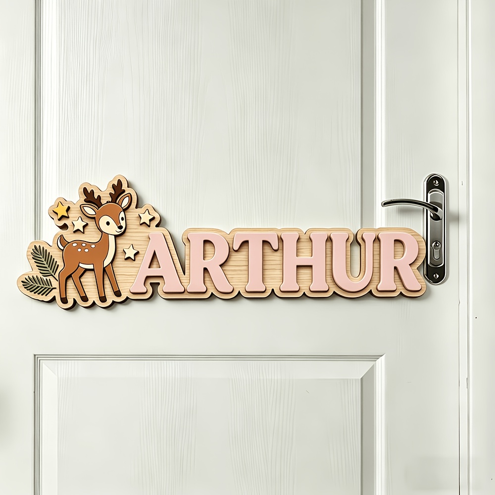 Custom Deer & Star Wooden Name - Baby Nursery Hanging Decor บทวิจารณ์และราคา