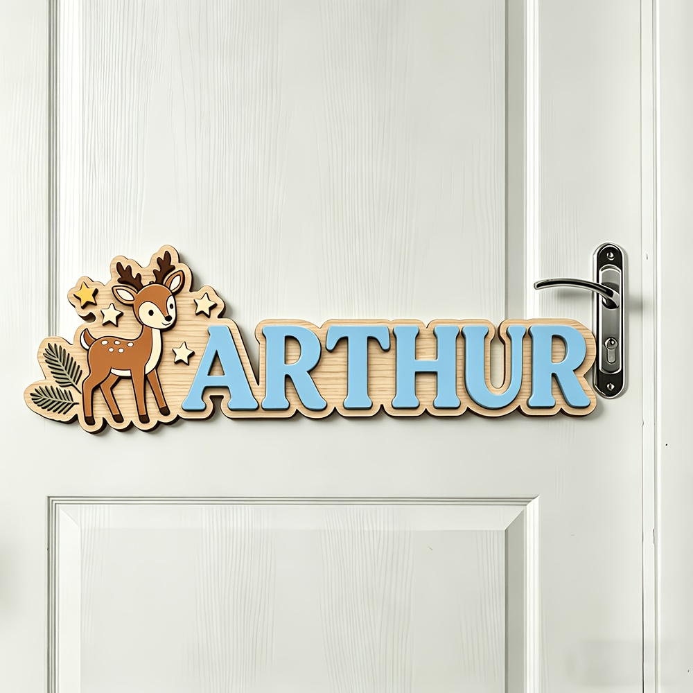 Custom Deer & Star Wooden Name - Baby Nursery Hanging Decor บทวิจารณ์และราคา