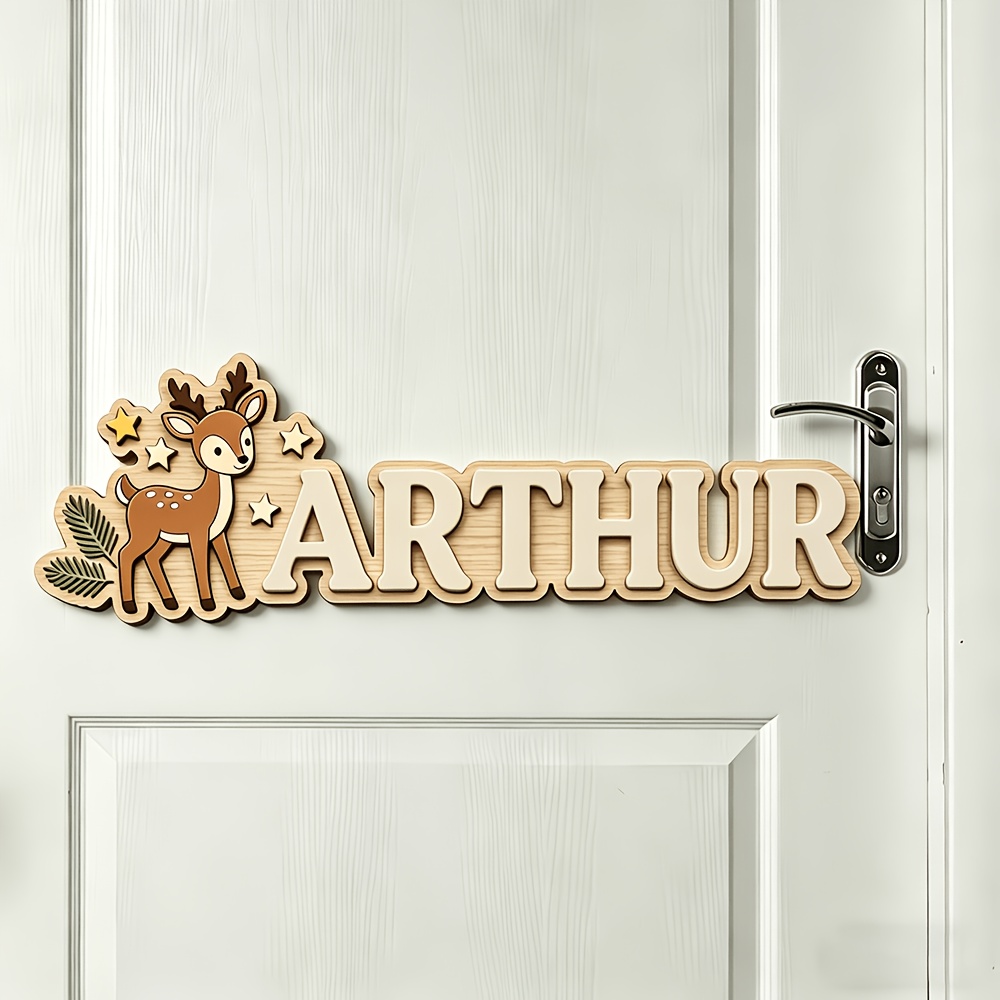 Custom Deer & Star Wooden Name - Baby Nursery Hanging Decor บทวิจารณ์และราคา
