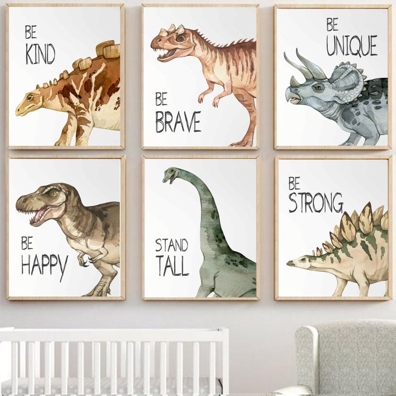 Watercolor Dinosaur Poster Nur - Baby Nursery Artwork บทวิจารณ์และราคา