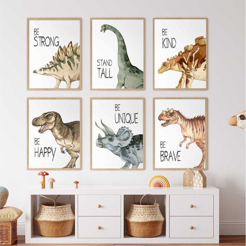 Watercolor Dinosaur Poster Nur - Baby Nursery Artwork บทวิจารณ์และราคา