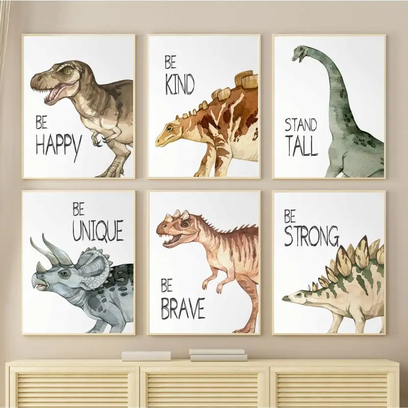 Watercolor Dinosaur Poster Nur - Baby Nursery Artwork บทวิจารณ์และราคา