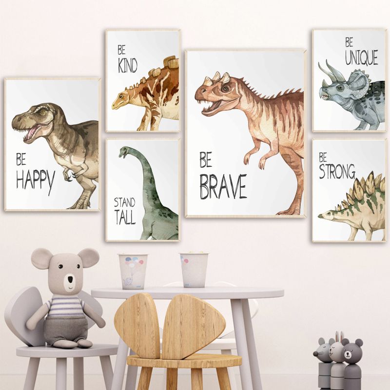 Watercolor Dinosaur Poster Nur - Baby Nursery Artwork บทวิจารณ์และราคา