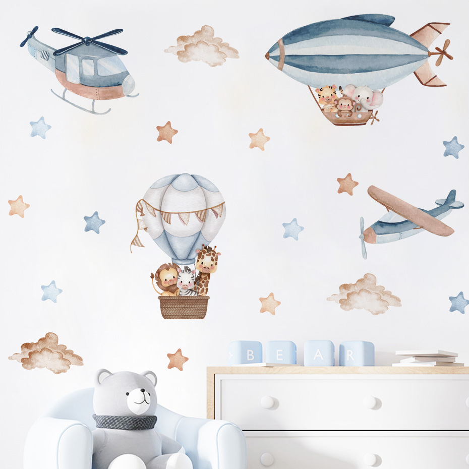 Watercolor Animals Hot Air Bal - Baby Nursery Stickers บทวิจารณ์และราคา