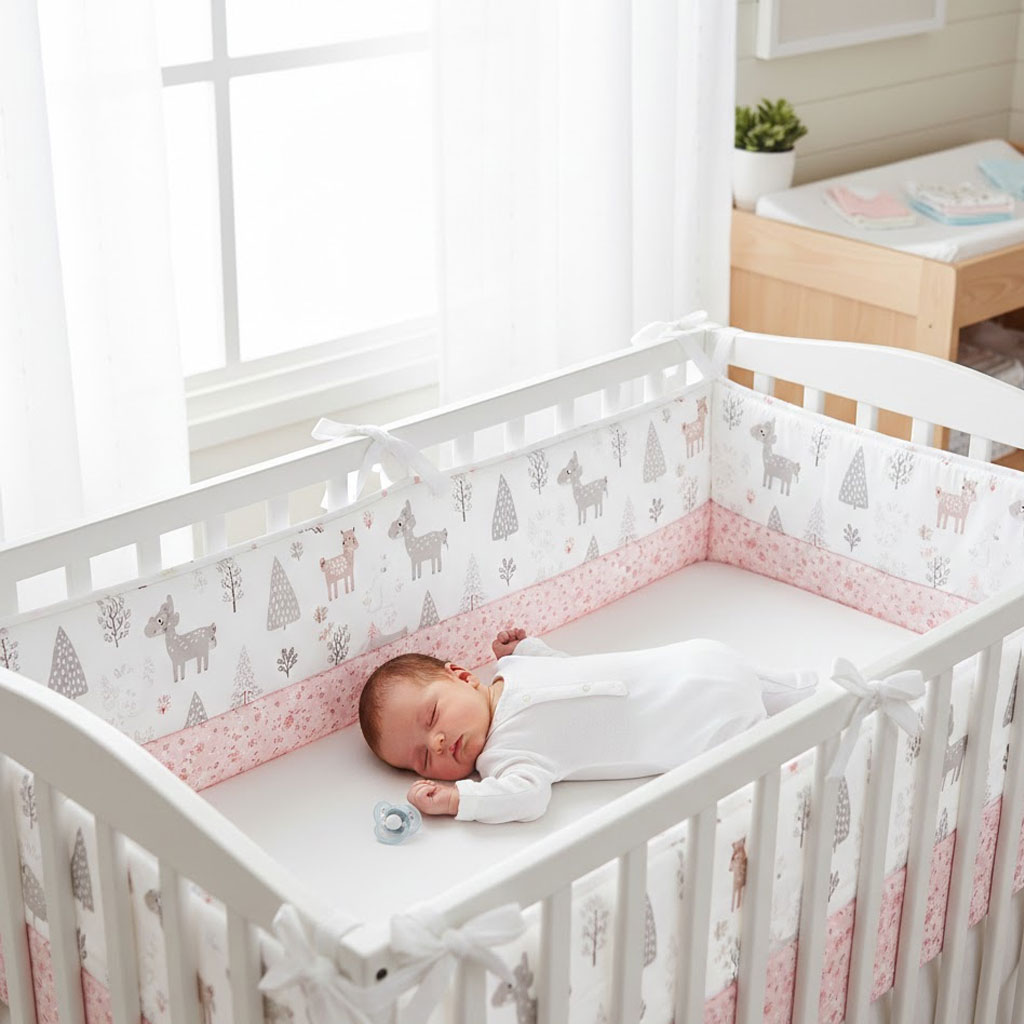 Pink Cotton Crib Bumper Soft A - Baby Nursery Glider บทวิจารณ์และราคา