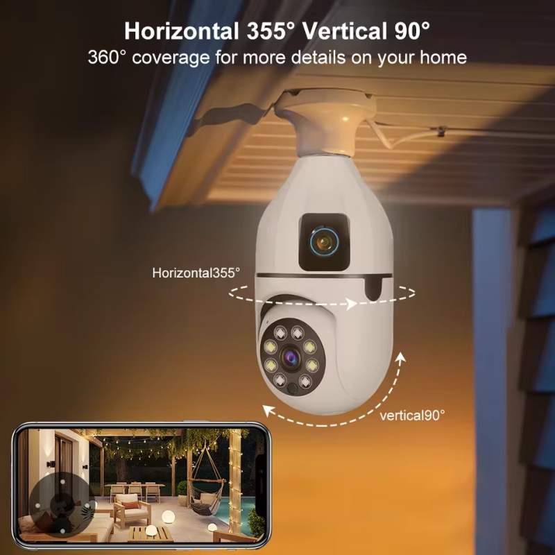 8MP WiFi IP Camera E27 Bulb Du - Baby Monitor Split Screen บทวิจารณ์และราคา