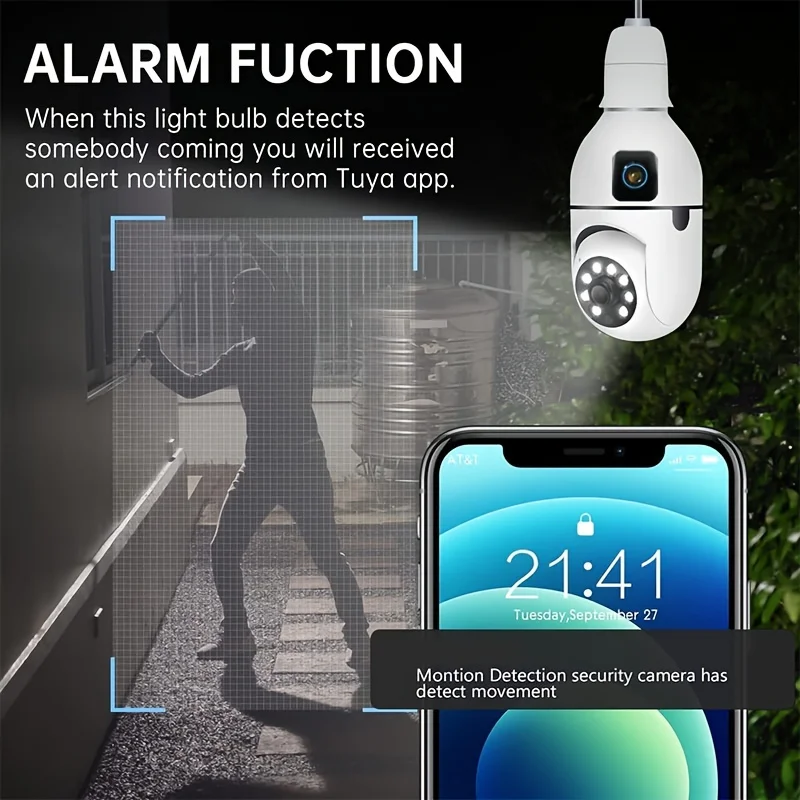 8MP WiFi IP Camera E27 Bulb Du - Baby Monitor Split Screen บทวิจารณ์และราคา
