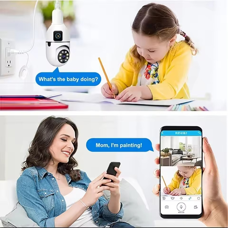 8MP WiFi IP Camera E27 Bulb Du - Baby Monitor Split Screen บทวิจารณ์และราคา