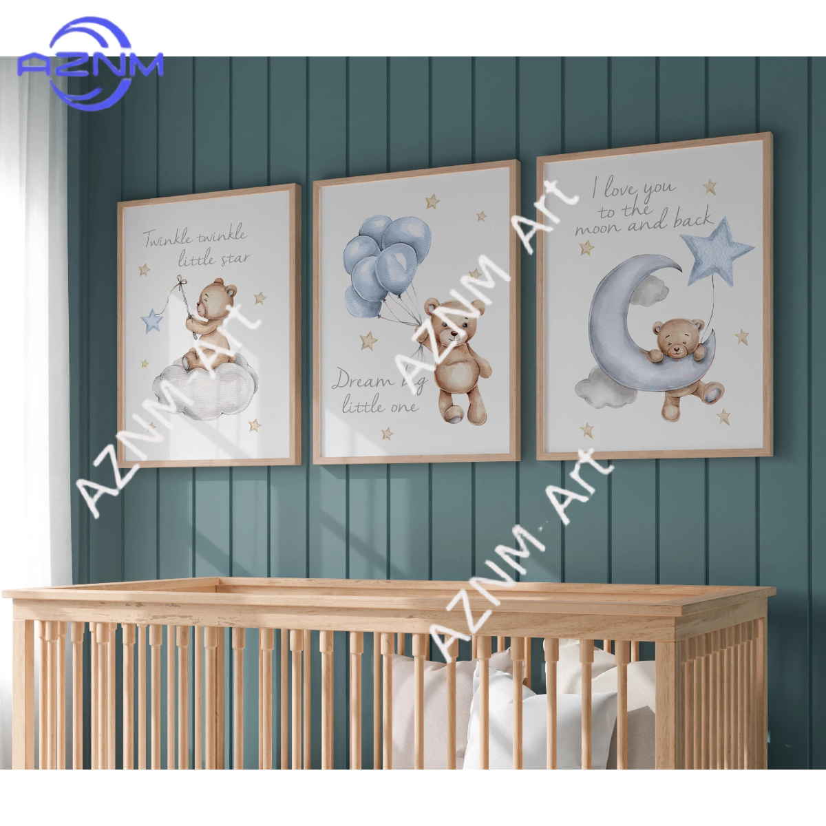 1/3Pcs set of 3 nursery prints - Baby Nursery Gender Neutral บทวิจารณ์และราคา