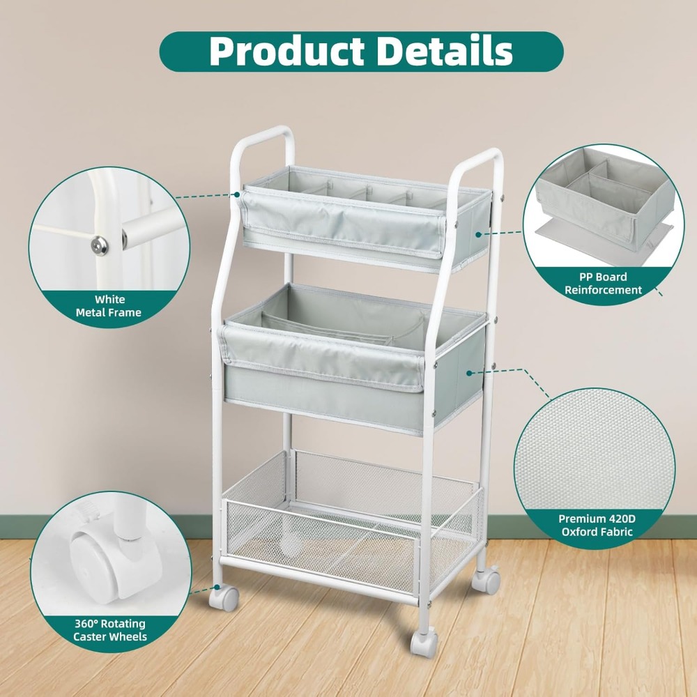 Rolling Utility Cart with Whee - Baby Nursery Utility Cart บทวิจารณ์และราคา