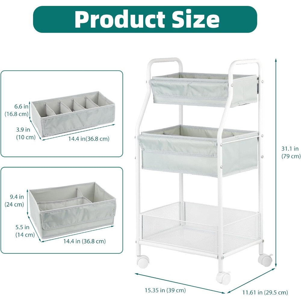 Rolling Utility Cart with Whee - Baby Nursery Utility Cart บทวิจารณ์และราคา