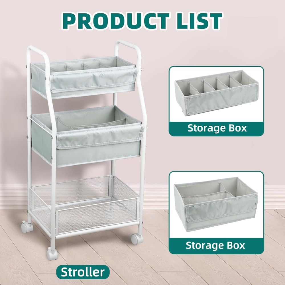Rolling Utility Cart with Whee - Baby Nursery Utility Cart บทวิจารณ์และราคา