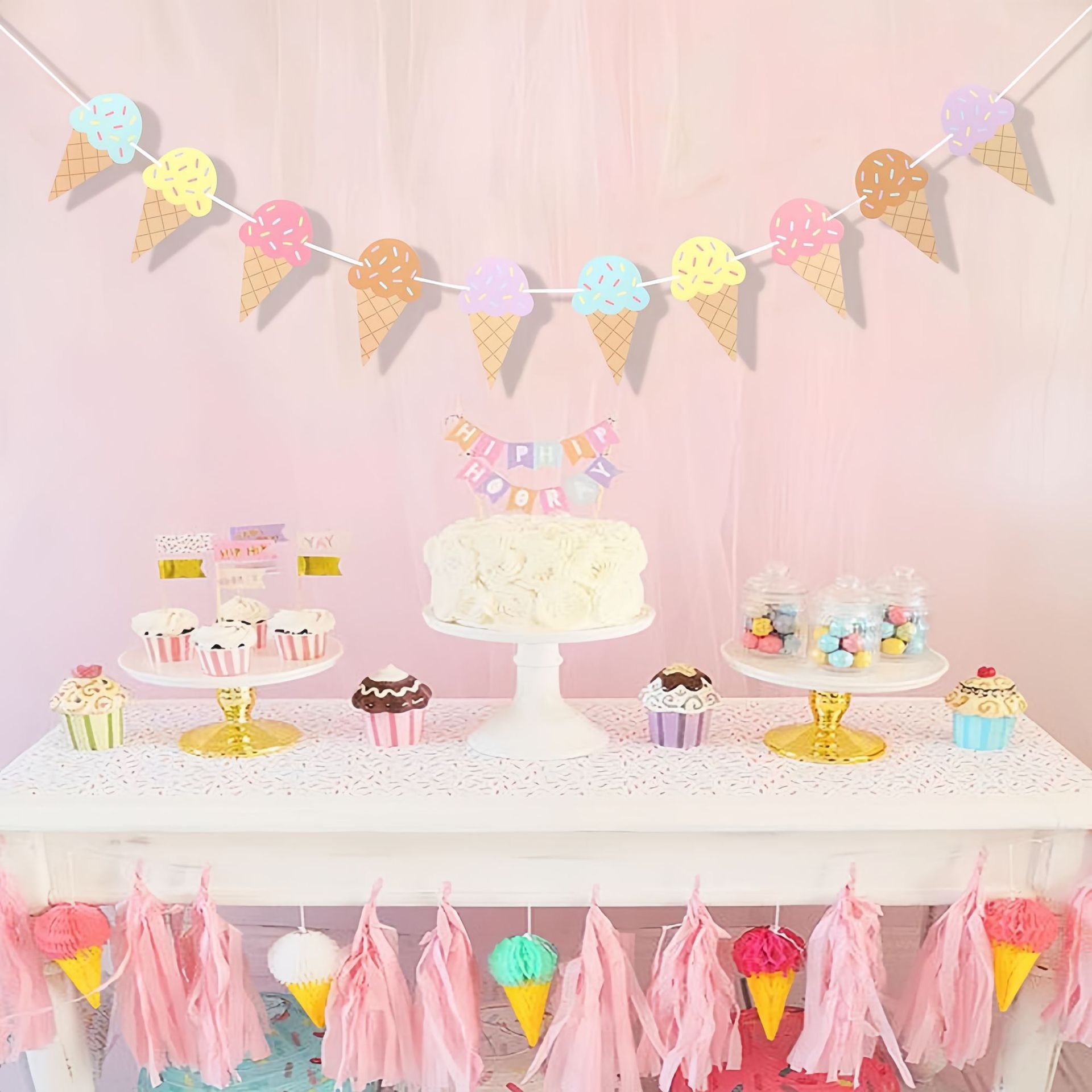 Sweet Ice Cream Theme Paper Ba - Baby Nursery Hanging Decor บทวิจารณ์และราคา