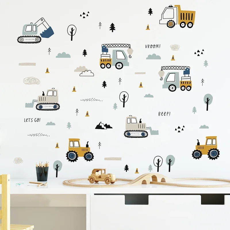 Hand Drawn Cute Cars Cargo Tru - Baby Nursery Stickers บทวิจารณ์และราคา