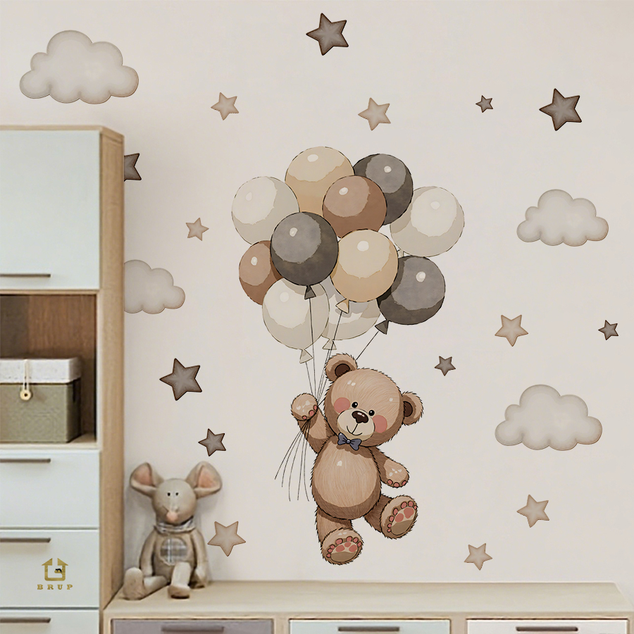 Adorable Teddy Bear Wall Decal - Baby Nursery Artwork บทวิจารณ์และราคา