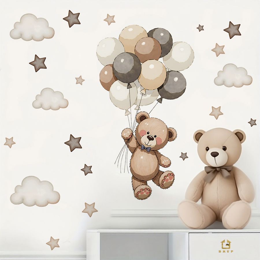 Adorable Teddy Bear Wall Decal - Baby Nursery Artwork บทวิจารณ์และราคา