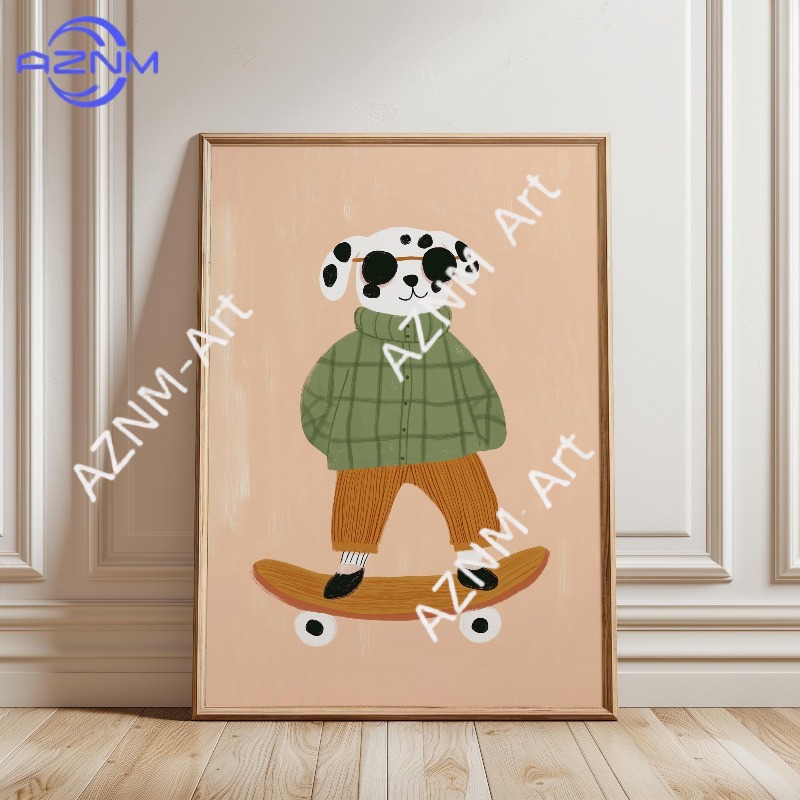 1PC Funny Animal Skateboarding - Baby Nursery Artwork บทวิจารณ์และราคา