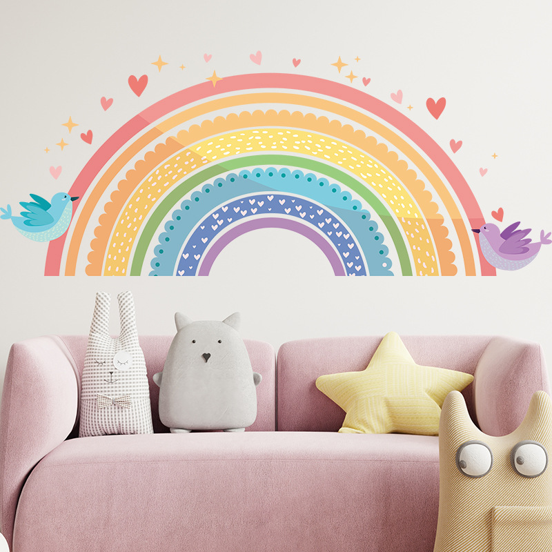 Colorful Rainbow Bird Love Wal - Baby Nursery Artwork บทวิจารณ์และราคา