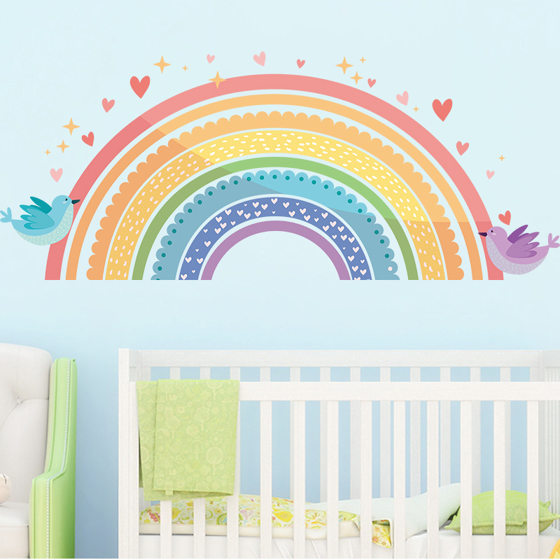Colorful Rainbow Bird Love Wal - Baby Nursery Artwork บทวิจารณ์และราคา