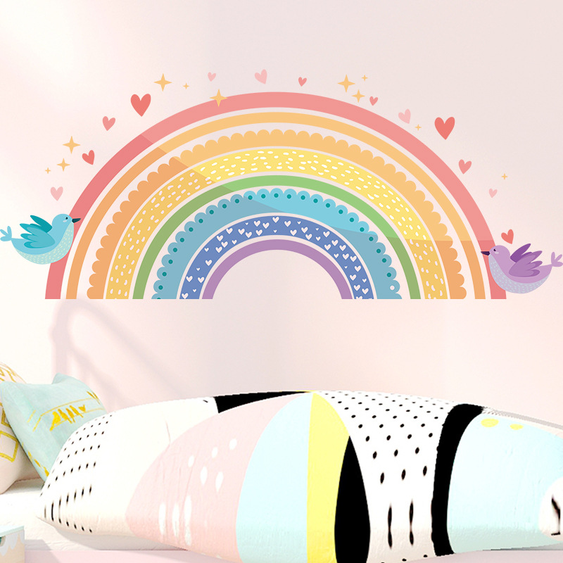 Colorful Rainbow Bird Love Wal - Baby Nursery Artwork บทวิจารณ์และราคา
