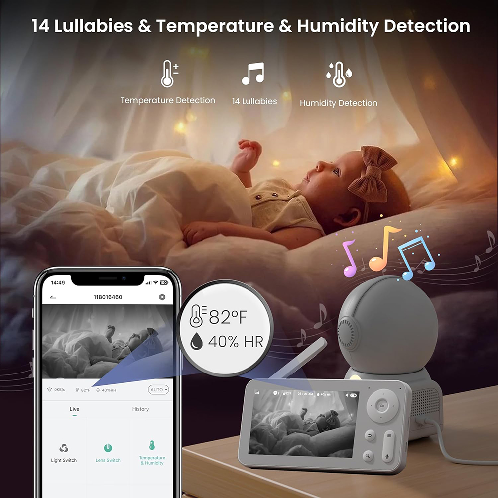 2K Baby Monitor with 2 Cameras - Baby Monitor Split Screen บทวิจารณ์และราคา
