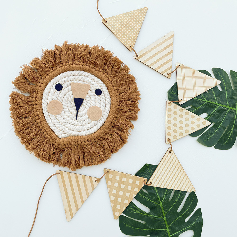 Nordic Wooden Triangle Flag Wa - Baby Nursery Hanging Decor บทวิจารณ์และราคา