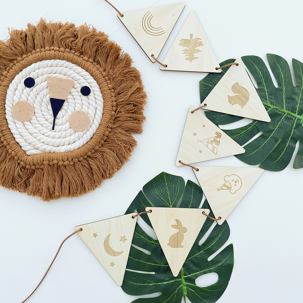 Nordic Wooden Triangle Flag Wa - Baby Nursery Hanging Decor บทวิจารณ์และราคา