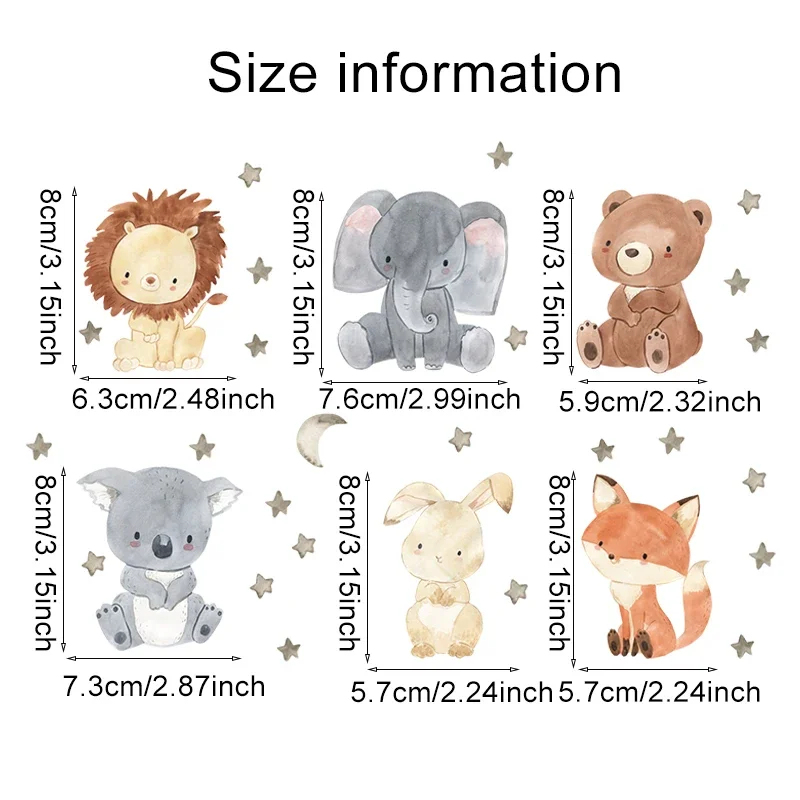 1/2/4/6set Cartoon Animals Wal - Baby Nursery Stickers บทวิจารณ์และราคา
