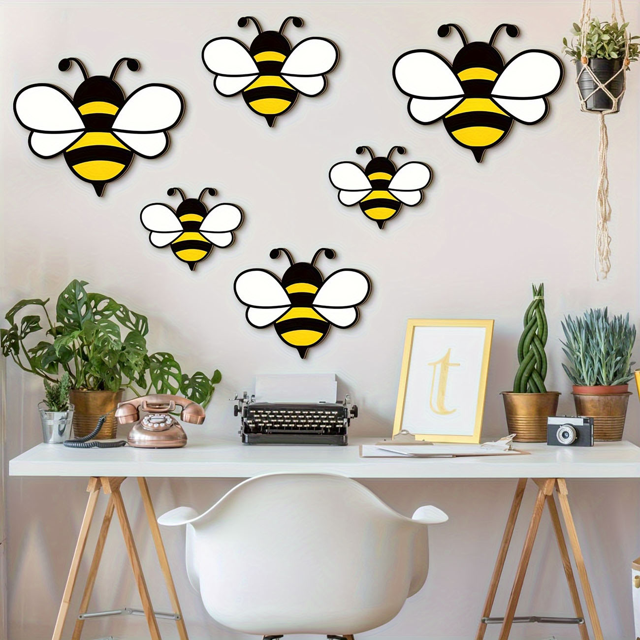 6Pcs Cute Bee Wooden Wall Stic - Baby Nursery Stickers บทวิจารณ์และราคา
