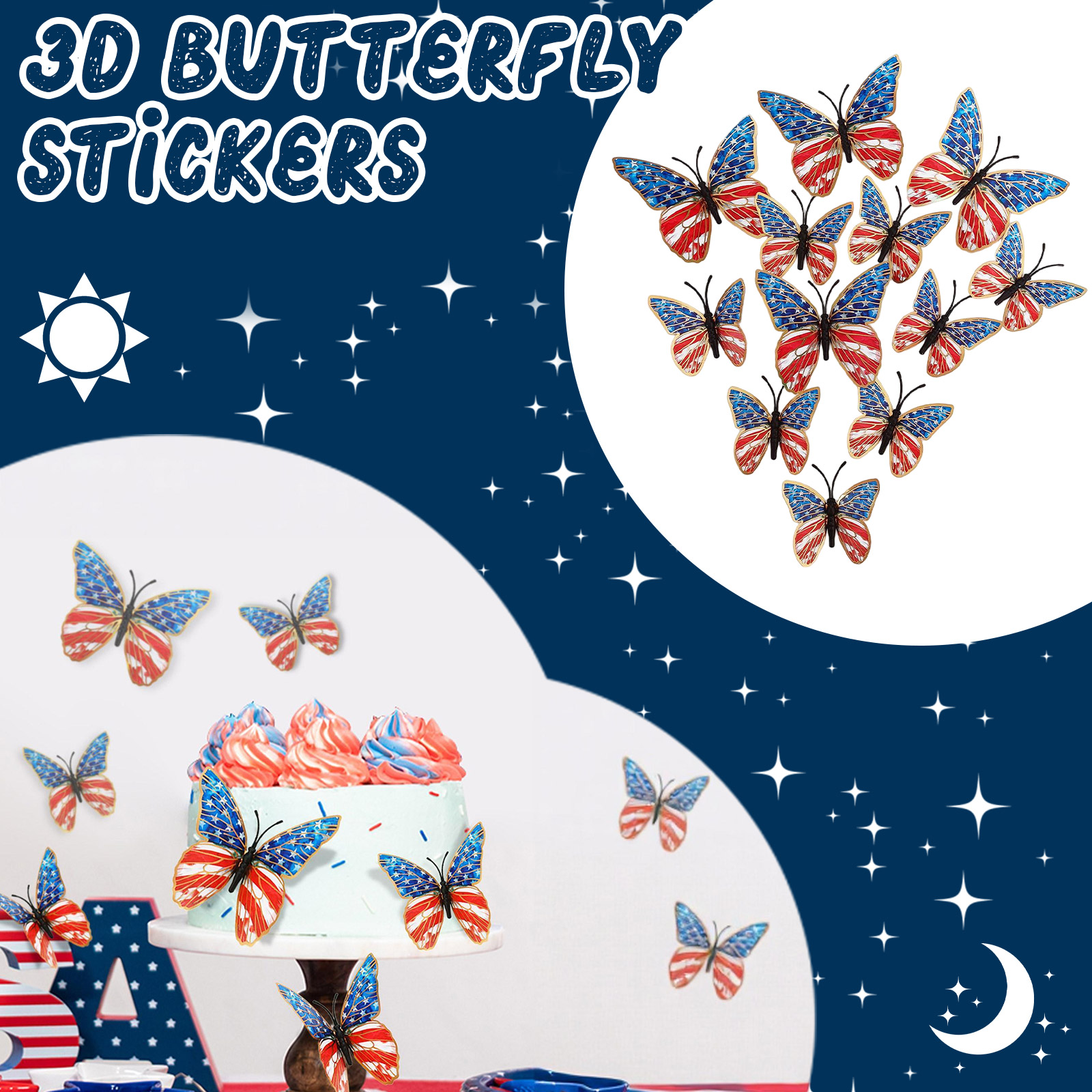 3d Butterfly Wall Stickers Ame - Baby Nursery Stickers บทวิจารณ์และราคา