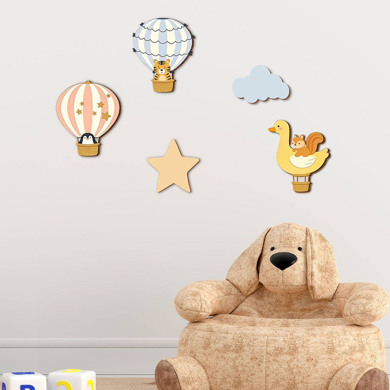 5Pcs Animal Hot Air Balloon Wo - Baby Nursery Stickers บทวิจารณ์และราคา